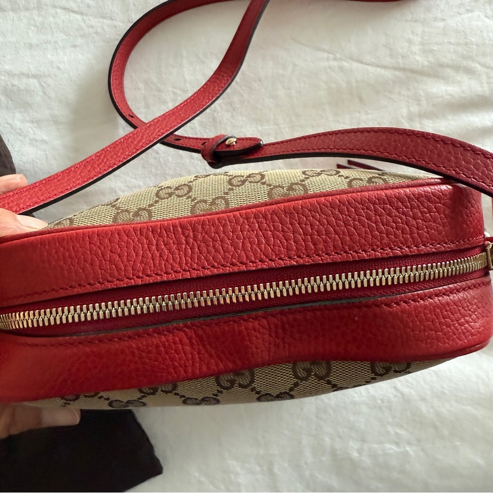 Gucci Monogram Mini Bree Messenger Bag in Red and tan - Picture 3 of 13
